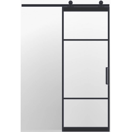 Industriële schuifdeur enkel INDU3b met schuifsysteem zwart Industriële schuifdeur enkel INDU3b met schuifsysteem zwart