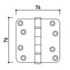 Kogellager scharnier 76x76mm mat zwart