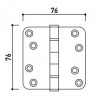 Kogellager scharnier 76x76mm mat zwart