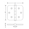 Kogellager scharnier 89x89mm mat zwart vlak