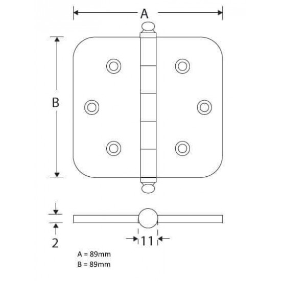 Kogellager scharnier 89x89 mat nikkel ongelakt bol