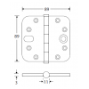 Kogellager scharnier 89x89mm mat nikkel titaan bol SKG***