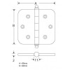 Kogellager scharnier 89x89 mat chroom vlak