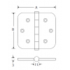 Kogellager scharnier 76x76 mat zwart vaas