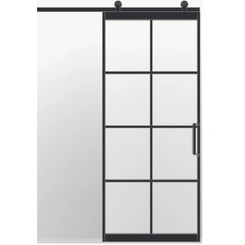 Industriële schuifdeur enkel Alfano met schuifsysteem zwart Industriële schuifdeur enkel Alfano met schuifsysteem zwart