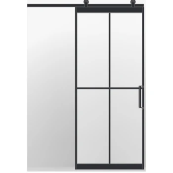 Industriële schuifdeur enkel Bollani met schuifsysteem zwart Industriële schuifdeur enkel Bollani met schuifsysteem zwart