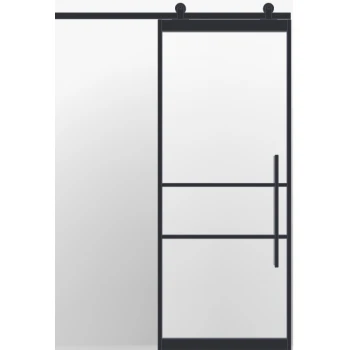 Industriële schuifdeur enkel Ceselli met schuifsysteem zwart Industriële schuifdeur enkel Ceselli met schuifsysteem zwart