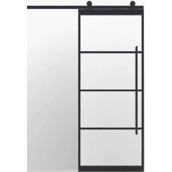 Industriële schuifdeur enkel SSA 8004 met schuifsysteem zwart Industriële schuifdeur enkel SSA 8004 met schuifsysteem zwart