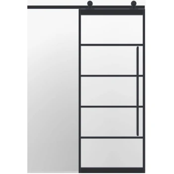 Industriële schuifdeur enkel SSA 8005 met schuifsysteem zwart Industriële schuifdeur enkel SSA 8005 met schuifsysteem zwart