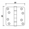 Kogellager scharnier 89x89mm mat zwart