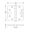 Kogellager scharnier 89x89mm glans chroom bol SKG***