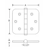 Kogellager scharnier 76x76 mat zwart vaas